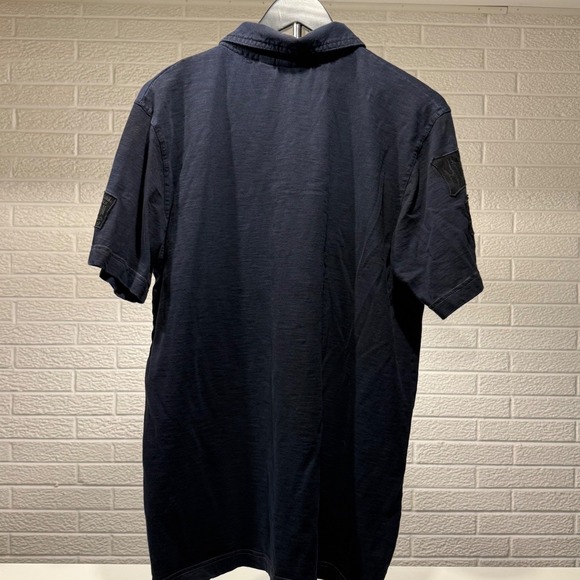 Harley Davidson American Legend XL Navy Blue Polo Shirt Patch Detail - Picture 3 of 5